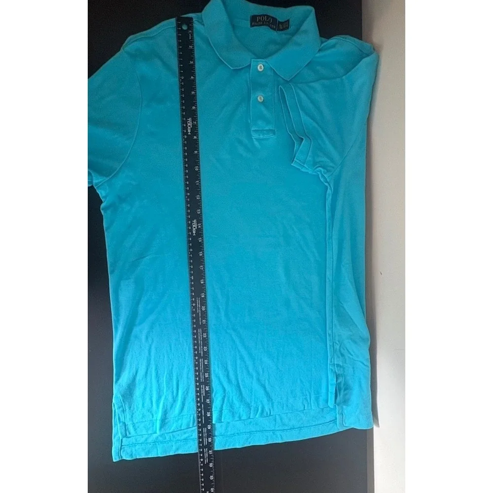 Polo Ralph Lauren Men XL‎ Blue Short Sleeve Pique Polo Shirt Purple Pony Logo